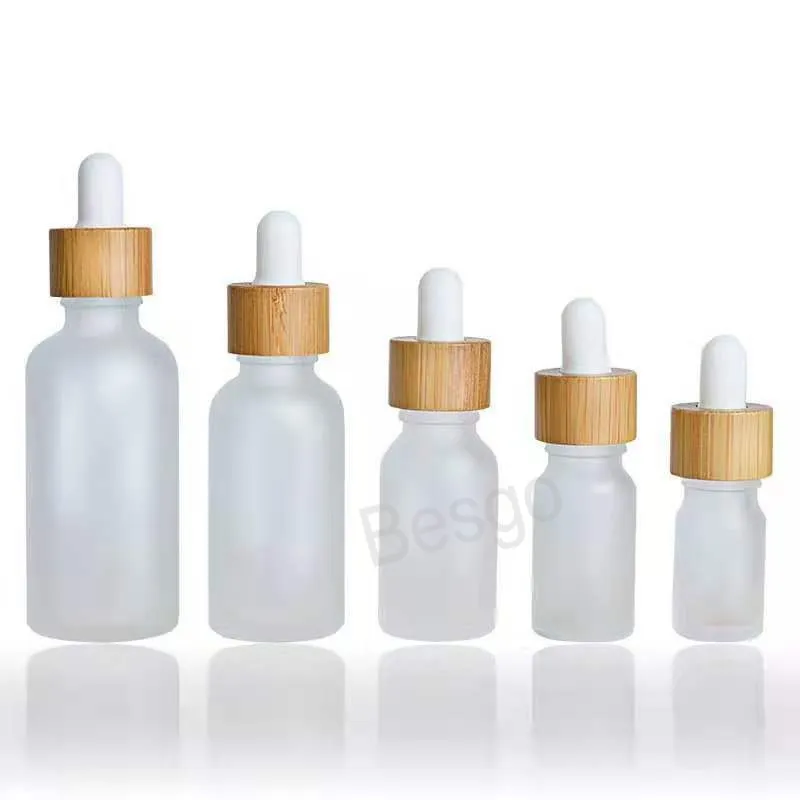 5 ml 10 ml vides bouteilles compte-gouttes d'huile essentielle gommage bouteilles en verre couvercle en bois bouteille de parfum voyage portable conteneur cosmétique BH6583 TYJ