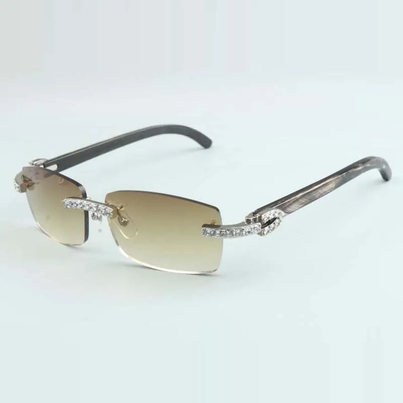 XL Diamond Buffs Sunglasses 3524012 Com as pernas de búfalo de textura preta e lente de 56 mm236t