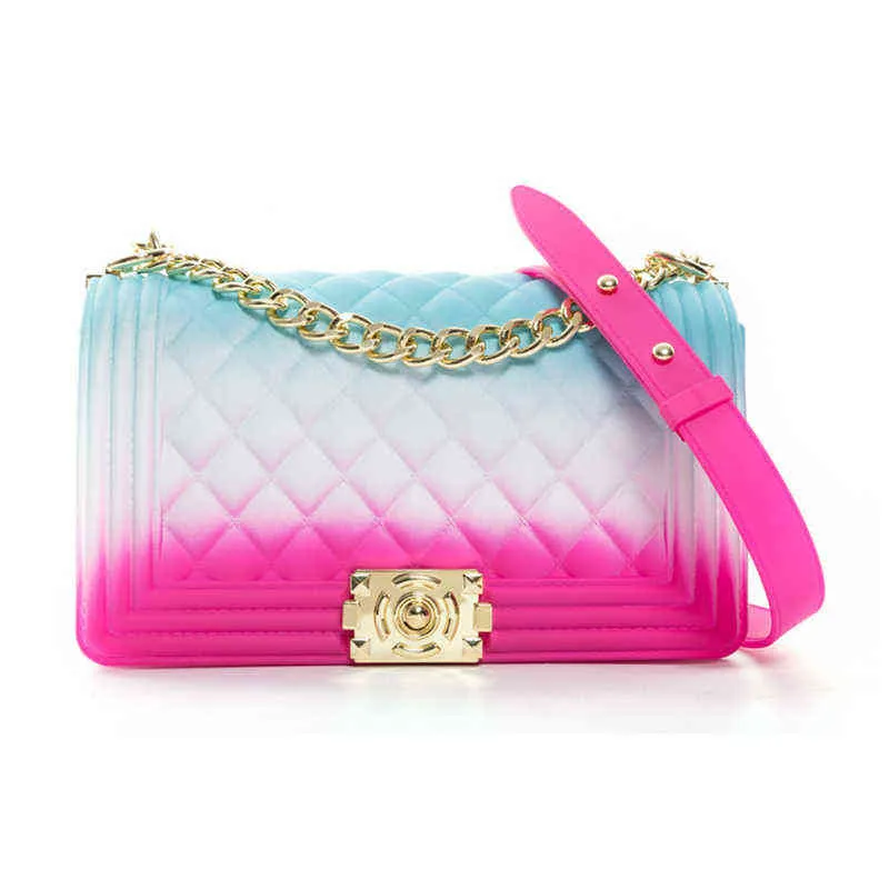 Marke Luxus Design Frauen Tasche Candy Messenger Handtasche Schulter Umhängetasche Dame Brieftasche Bunte Regenbogen Gelee Geldbörsen Für Frauen X220331
