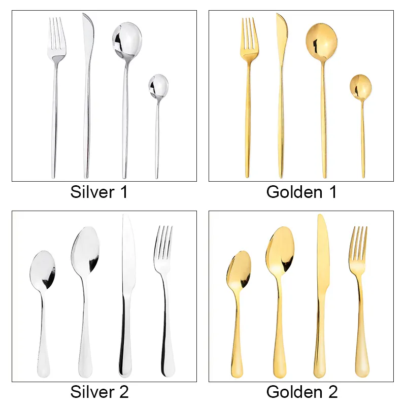 24 pièces en acier inoxydable couverts vaisselle doré Table couverts 24 pièces cuisine vaisselle cuillères fourchettes 220727