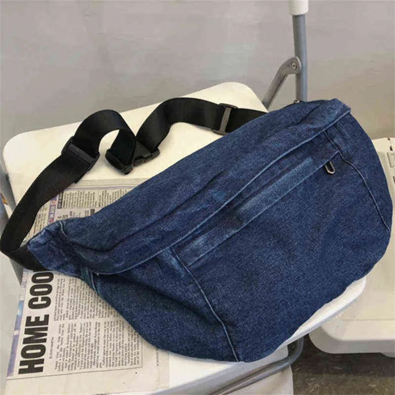 Sac à bandoulière unisexe en Denim pour femmes et hommes, sacoche de grande capacité, sac de sport Hip Hop, 220626