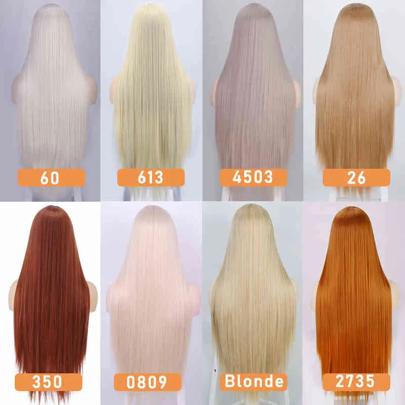 Ik ben een pruik lange rechte grijs synthetische 28inches middelste deel cosplay blonde oranje kleur voor vrouwen hittebestendige vezel 220622