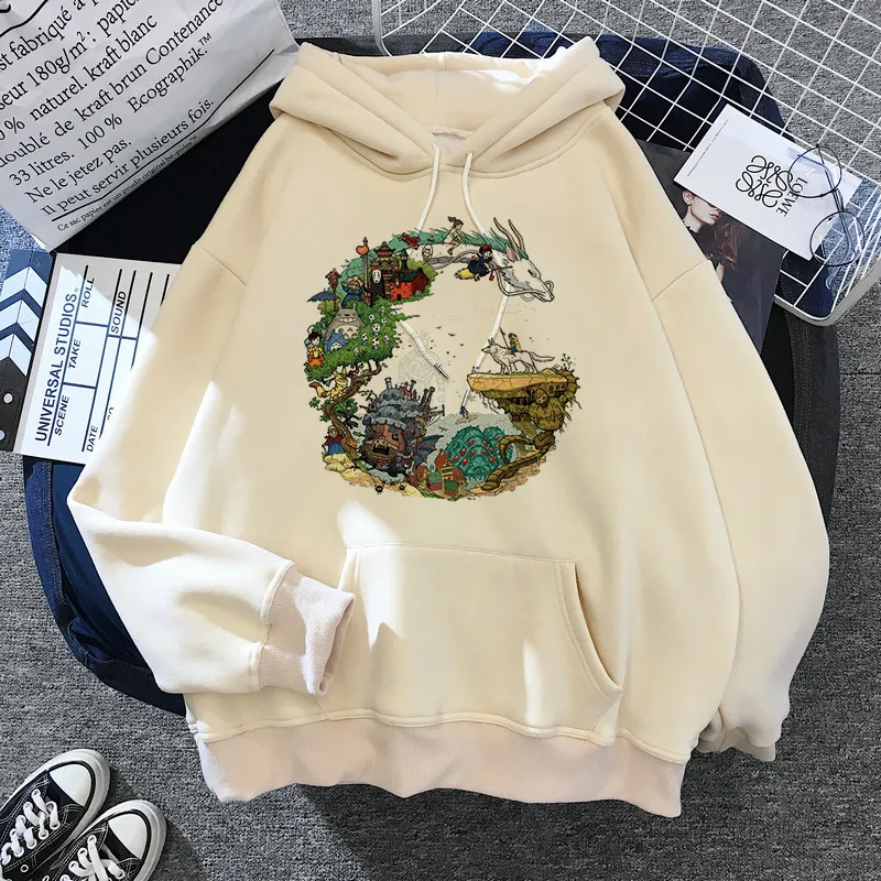 Il mio vicino Totoro Harajuku Felpe con cappuccio Donna Studio Ghibli Kawaii Felpa Miyazaki Hayao Divertente cartone animato Top con cappuccio Donna 220817