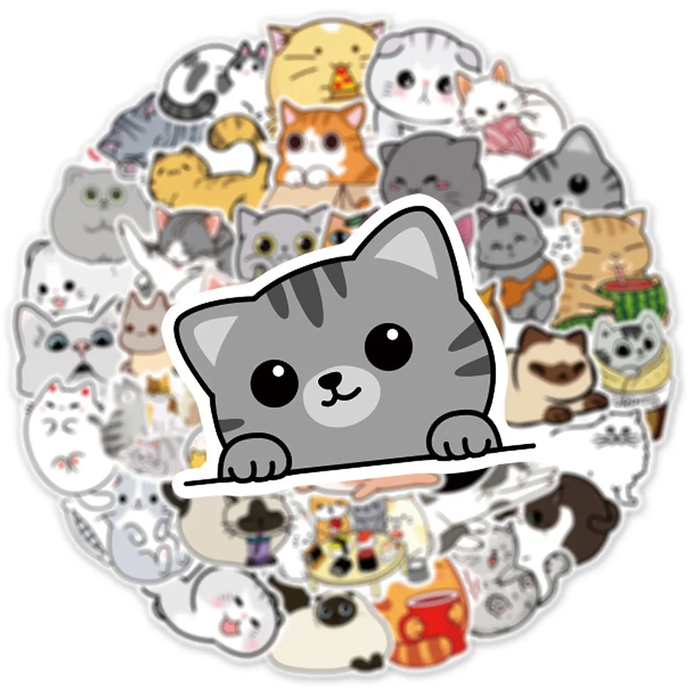 Impermeável adesivos de gato de animal fofos adesivos de graffiti Decalques de desenho animado Diário de laptop guitarra à prova d'água para 53757774