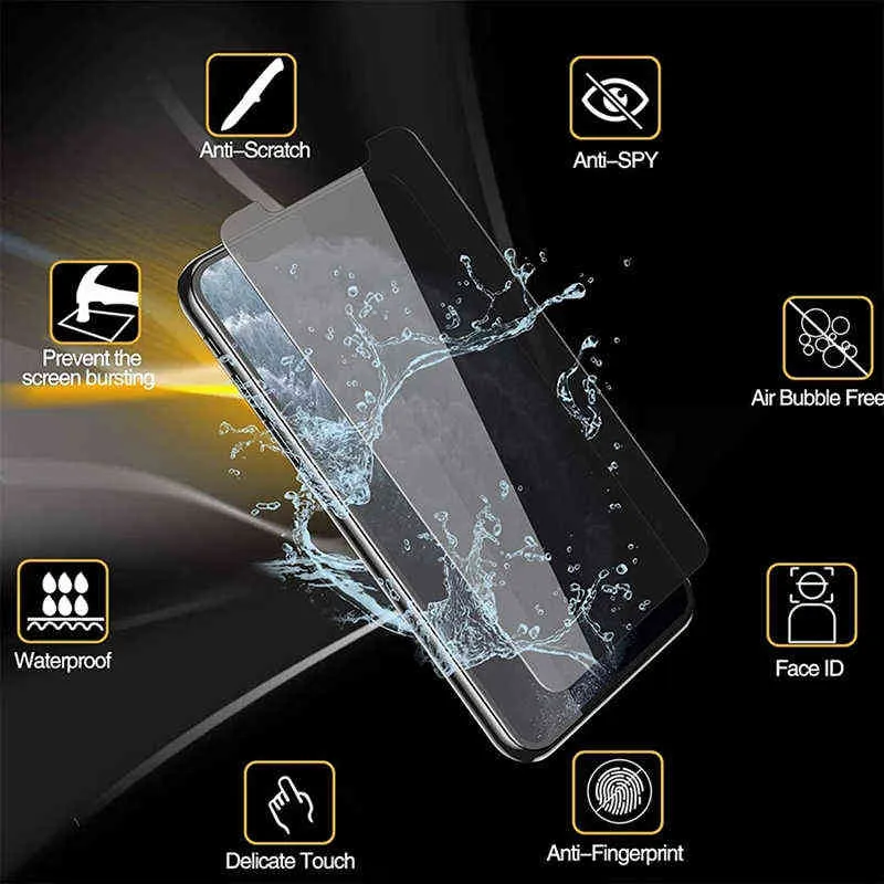 4 قطعة زجاج مضاد للتجسس لهاتف IPhone 11 12 13 Pro Max Mini XS XR X واقيات شاشة الخصوصية لهاتف IPhone 13 Pro MAX 6 S 7 8 Plus AA220326