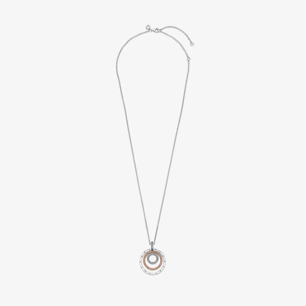 Nouveauté 100% 925 argent Sterling deux tons cercles pendentif collier mode fabrication de bijoux pour les femmes cadeau 2108