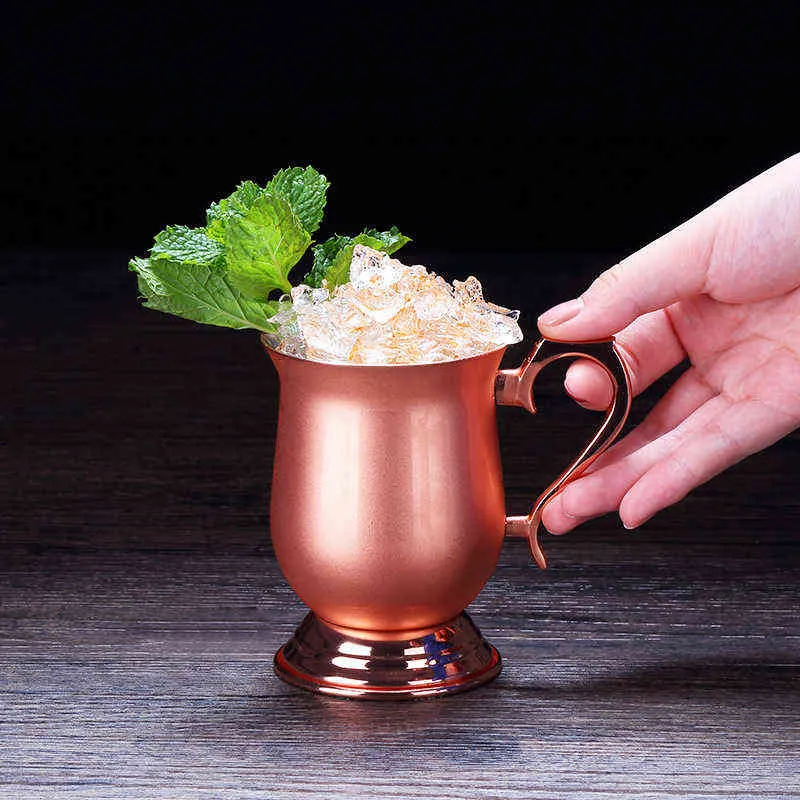 340ml Moscow Mule Copper Mugs Metal Mug Cup Stainless Steel Beer Wine Coffee Cup Barware tea cup set tumbler tazas Y220511