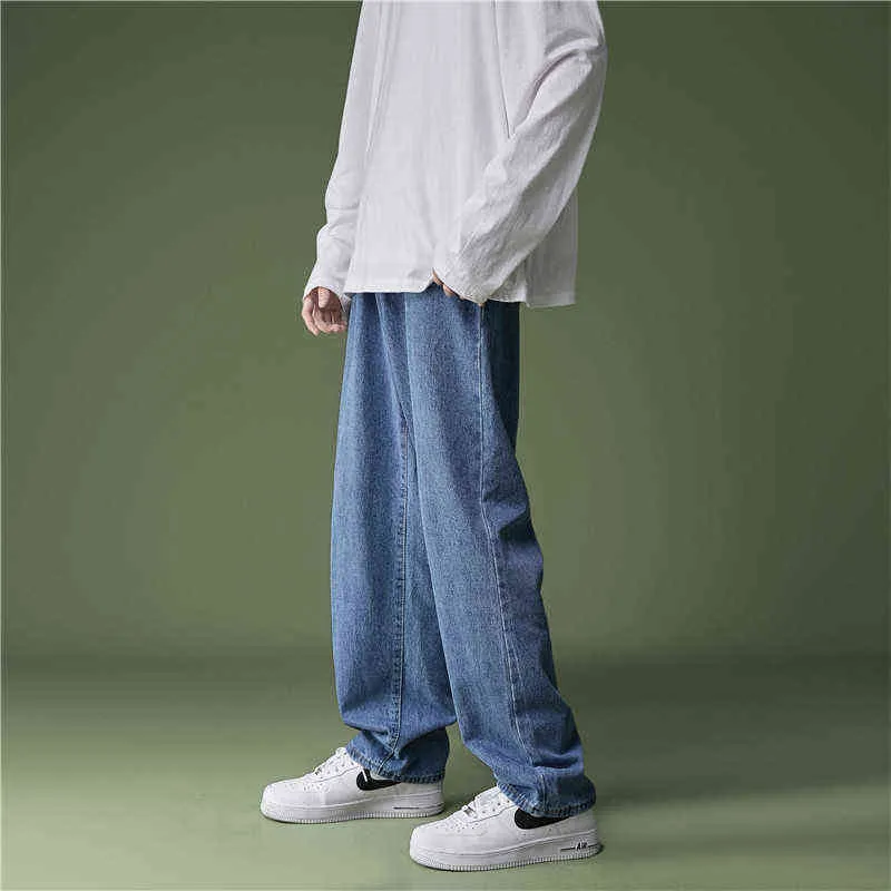 Erkekler için Mor Denim kot pantolon düz bahar sonbahar büyük boy wideleg pantolon cadde parlak çizgi vintage erkek kot pantolon j220629