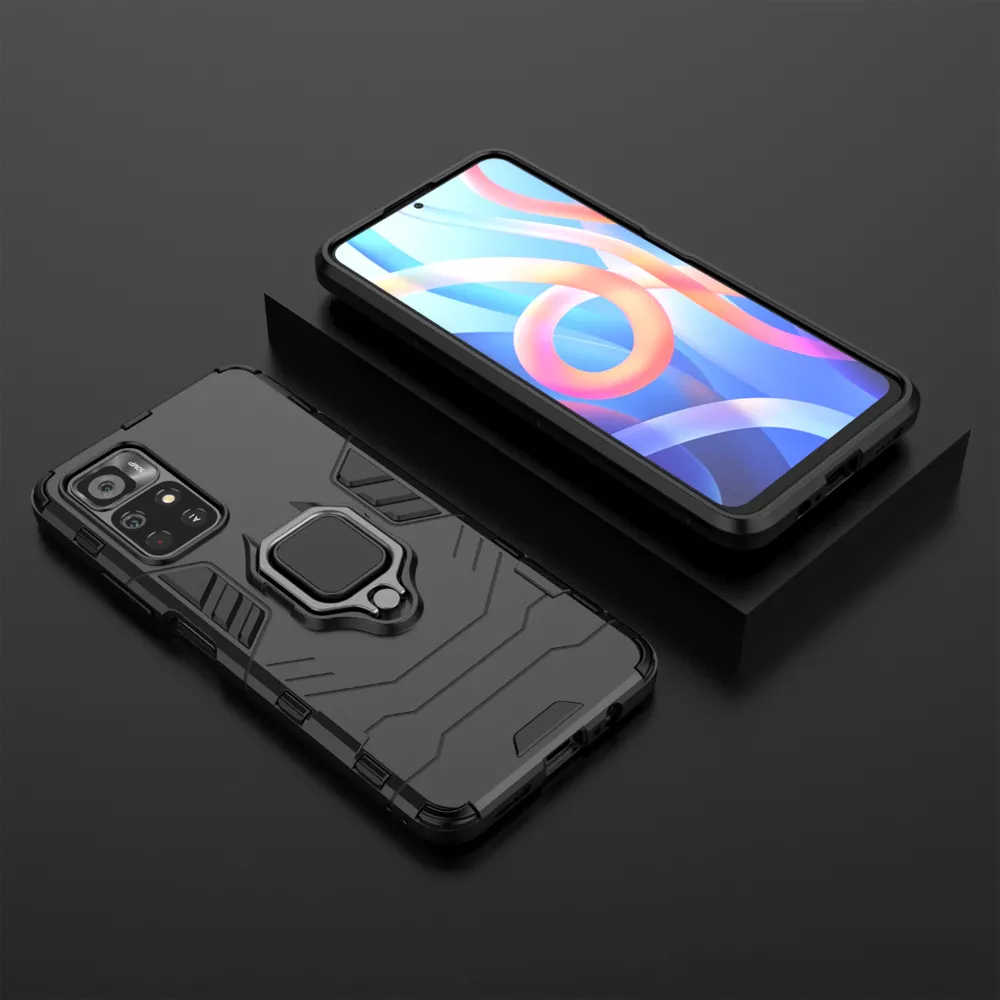 Magnetic Metal Ring Support TPU Bumpers ShockoProof Fodral för Xiaomi Poco M4 PRO 5G RedMi Note11 Not 11 Pro Plus Disc Back Cover