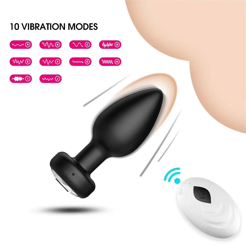 Plug Anal sans fil, jouet sexy pour femme et homme, 10 Modes de Vibration, homme, Prostate, Massage Vaginal, télécommande, vibrateur d'anus