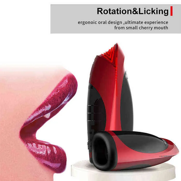 NXY Masturbators Automatic Tongue Licking Masturbation Cup 3D Real Vagina Texture Pussy Pocket 7 Vibration Modes Sex Machine Toys for Men 220507