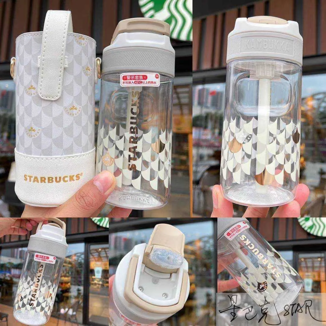 Starbucks cup classic platinum magic color fish scale black gold chain capsule glass straw mark thermos cup bag