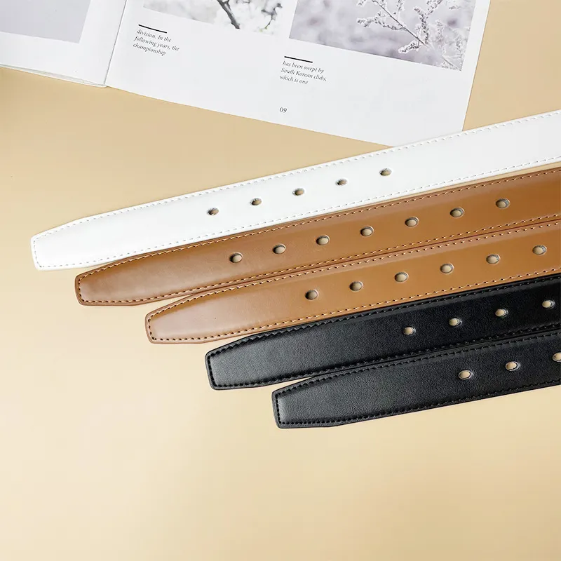 Designer Men bälte för kvinnor metall mässing spänne äkta ceinture läder klassisk svart tunn med presentlåda225f