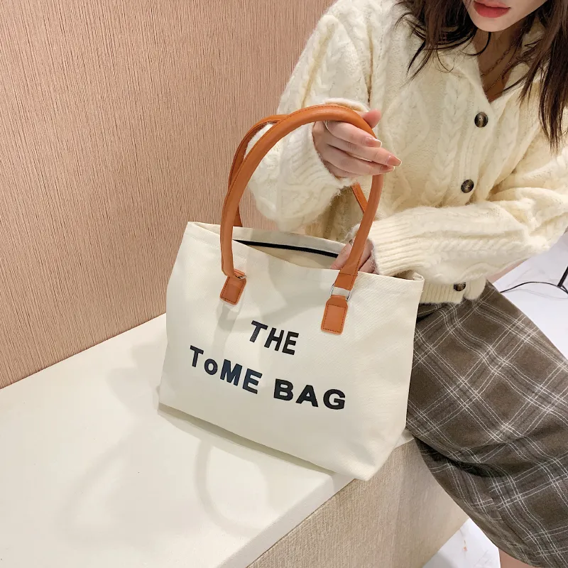 Fashion Shopping Bag For Women Handbags Canvas Shoulder Bag Large Capacity Tote Bag Female Portable Travel Vacation