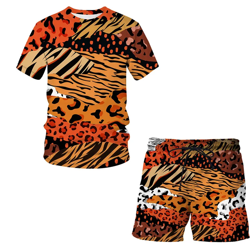 Elephant Summer 3D Printed Men's T-shirt Shorts Set Men's Sportswear Tracksuit O Neck Short Sleeve Men's Clothing Suit 220624
