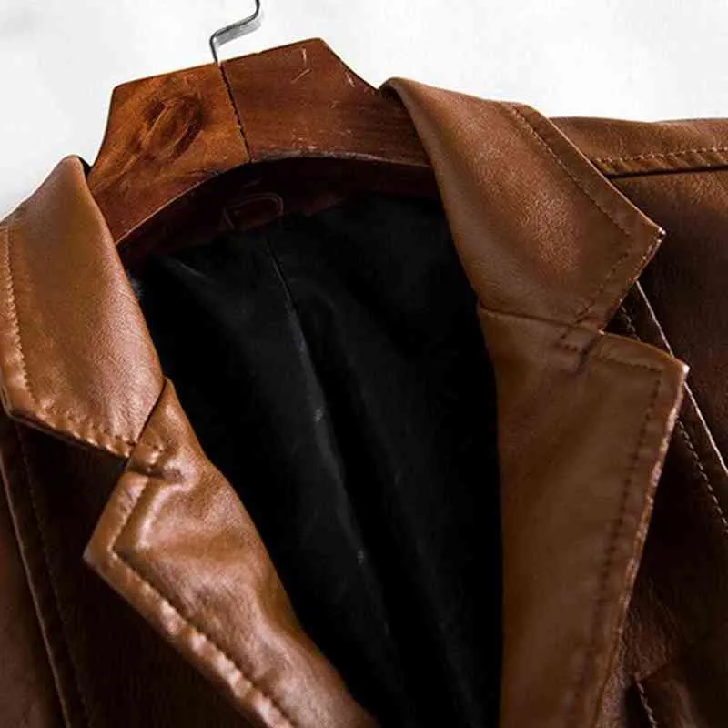 Hommes robe costume veste Faux cuir moto veste col rabattu gilet couleur unie mâle formel veste réunion L220801