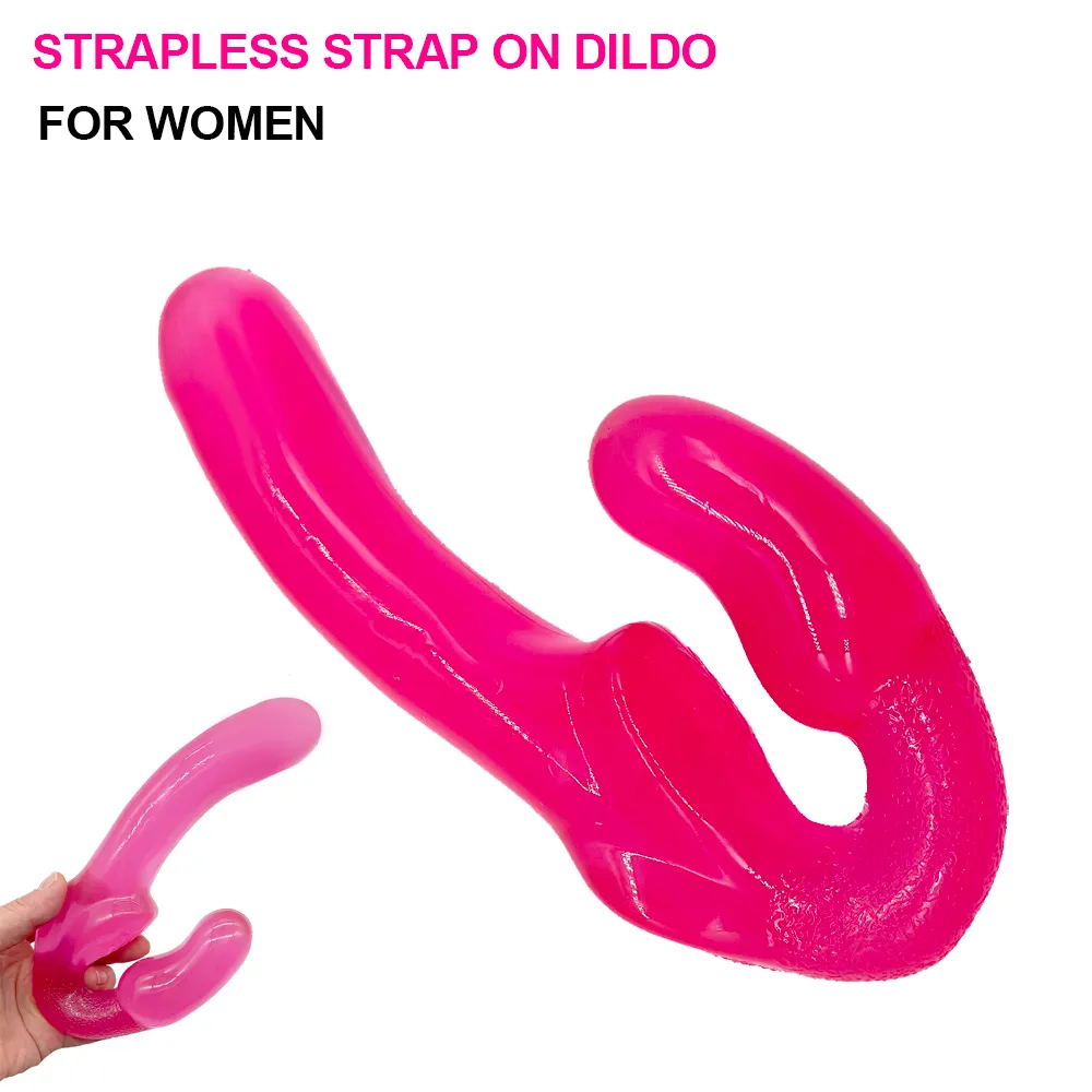 Vibrador de cabea dupla para lsbica strapless strappon dildo cinta na gelia vibrador casais g local vagina massagem anal brinquedos sexyua