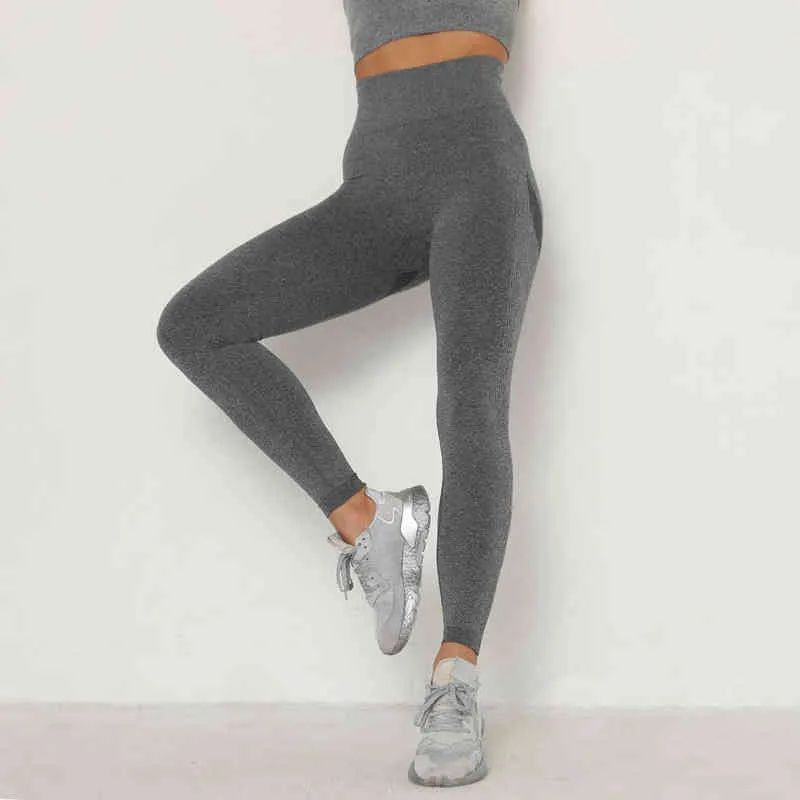 Pantaloni da yoga a vita alta Leggings senza cuciture Sport Donna Fitness Donna Corsa Allenamento Palestra Sport J220706
