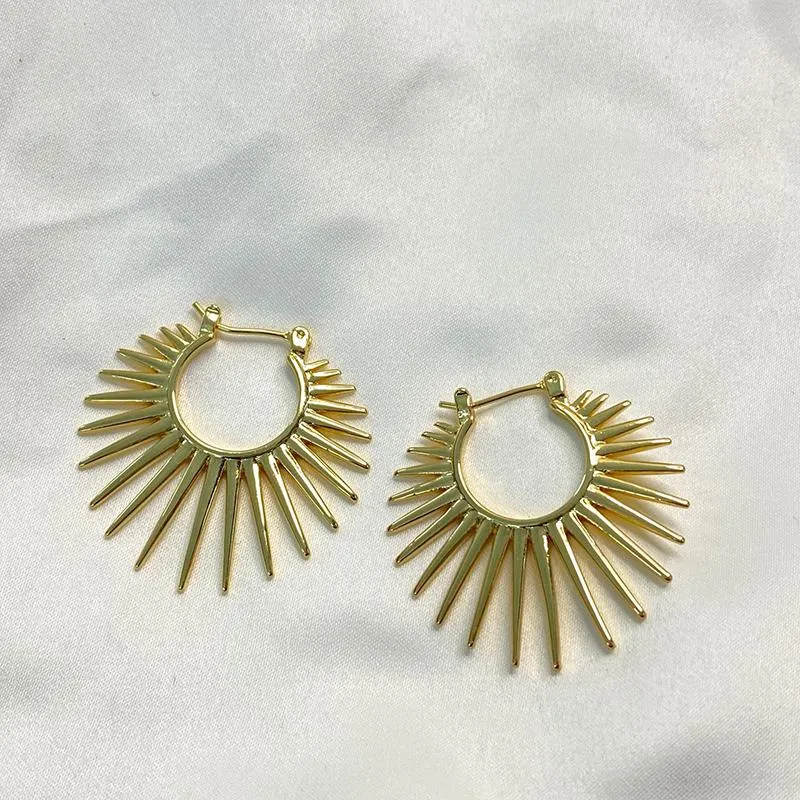 Hoop Huggie Spike Zon Oorbellen Voor Vrouwen Gouden Lijn Geometrische Unieke Cool Sieraden Streetwear JewelryHoop246x