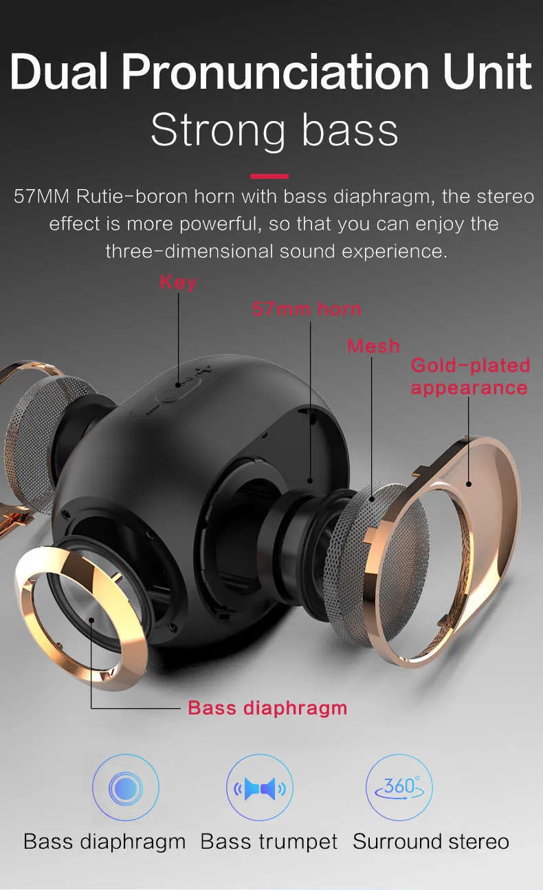 ポータブルハイエンドBluetoothスピーカー良質オーディオワイヤレスデュアルスピーカークリスマスギフトスピーカー