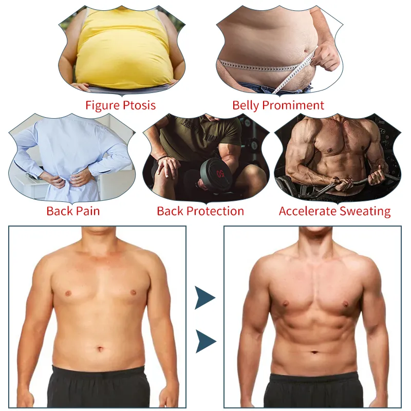 رجال العرق ساونا المشكل الخصر مدرب البطن البطن قميص فقدان الوزن فقدان مشد الدهون حرق اللياقة البدنية النحيف polymer polymer
