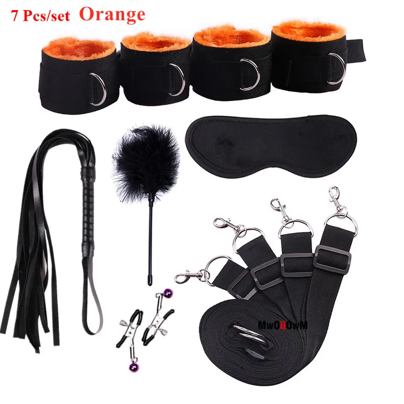 Sex Toys For Woman Men BDSM Bondage Set Under Bed Erotic Restraint Handcuffs Ankle Cuffs Eye Mask Adults Games for Couples 220817