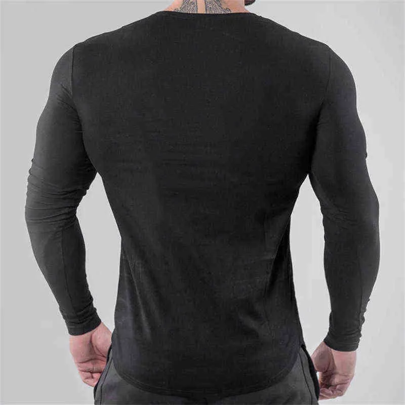 T-shirt da uomo slim manica lunga muscolo solido casual top camicie tee tuta basket corsa allenamento fitness abbigliamento uomo caldo L220704