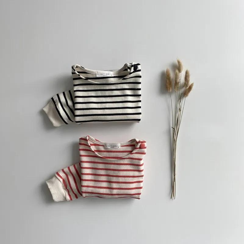 Fashion Striped Print Kids Baby Clothes Cotton Long Sleeve T Shirts Boys And Girls Tops Autumn Clothing 220714