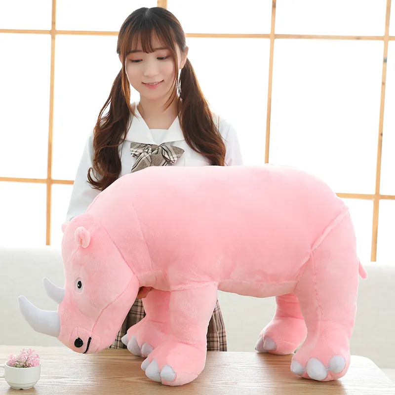 2022 Söt Animal Rhino Plush Toy Big Soft Simulation Rhinoceros Doll Children039s Girls Birthday Present 31 tum 80CM6719363