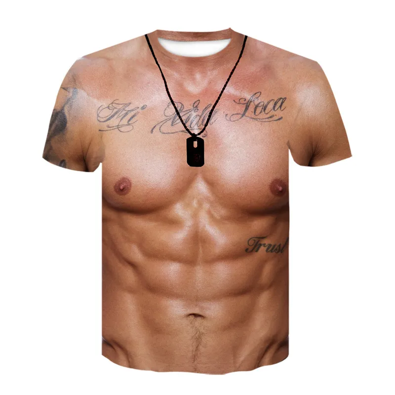 Muscle Body 3D Print Tshirt Men Summer Frush Clothing Fashion Street Tees Flesh Pattern Негабаритный мужской с коротким рукавом модный 220618