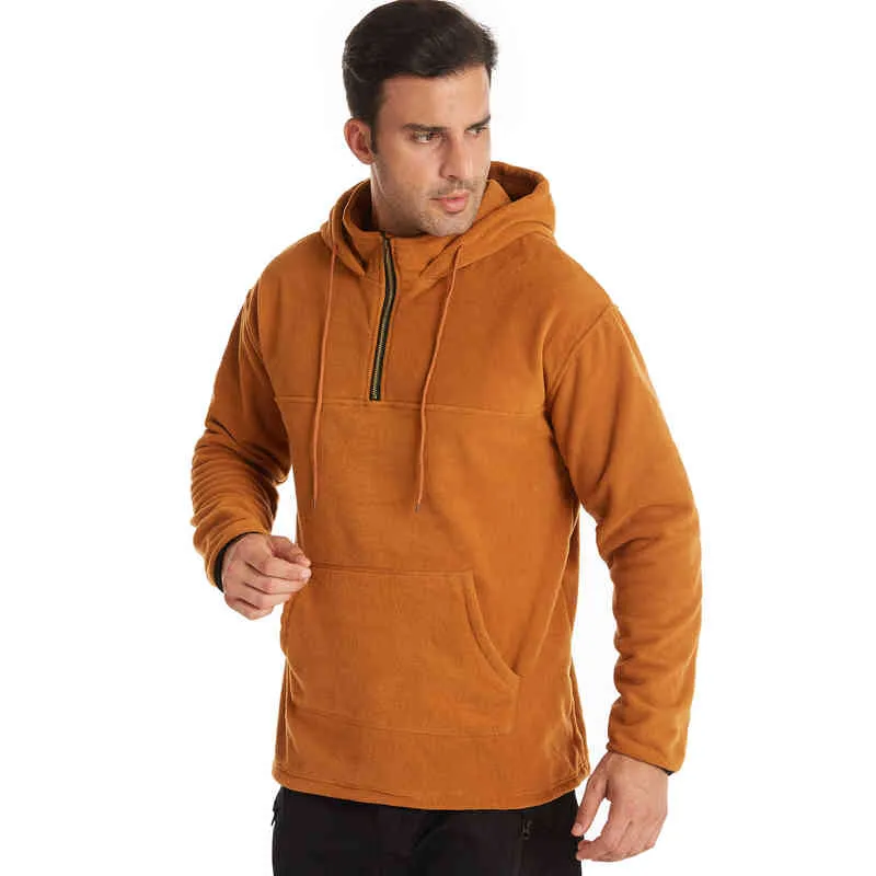 Mannen dubbelzijdig Polar fleece hoodie oversized heren buiten streetwear hoodie jongens oranje sportkleding sweatshirts mannelijke bovenkleding l220725