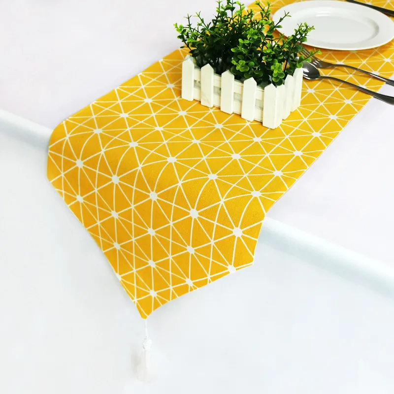 Mode jaune chemin de table coton lin coureur Boho décor chiffons fête de mariage décoration maison nordique coureur 220615