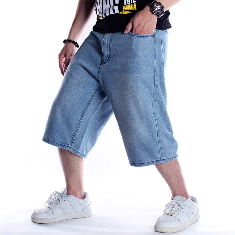 Short d'été en jean pour hommes, style Hip Hop Harem, short en jean, mode américaine, ample, Baggy, en coton, grande taille 30-46