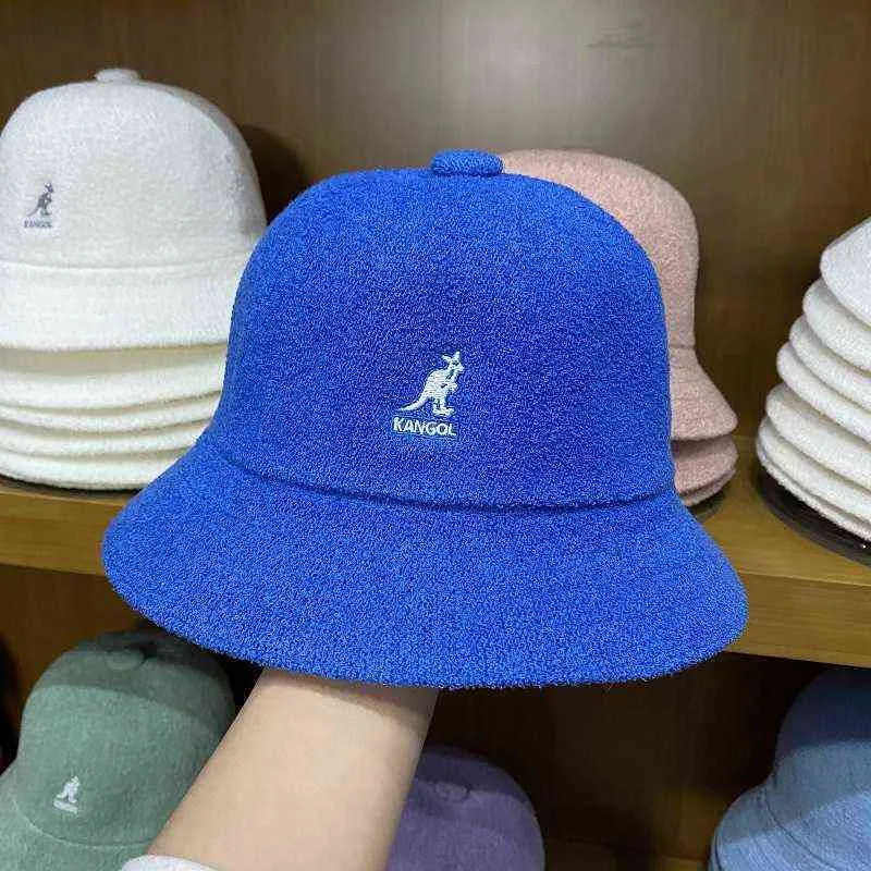 Kangaroo Kangol Fisherman Hat Sun Hats for Men Women Sunscreen Embroidery Towel Material Korean Fashion Ins Super Fire Hat H2204193092