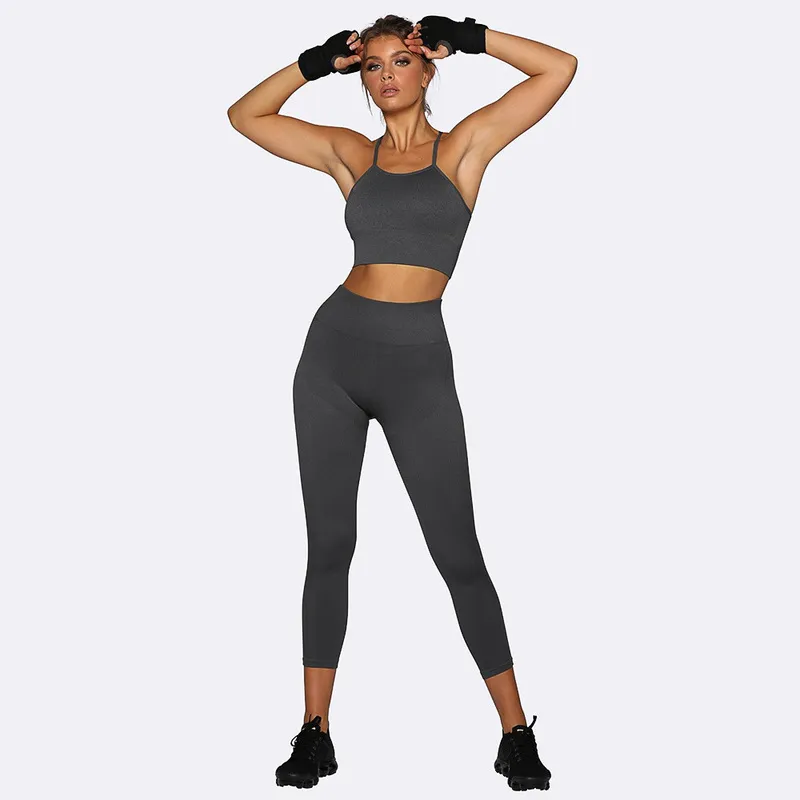 2st Sport Tracksuit Sömlös kvinnor Yoga Set Sport Gym Suits Wear Workout Running Fitness Sport Set Yoga Clothing Activewear 220513