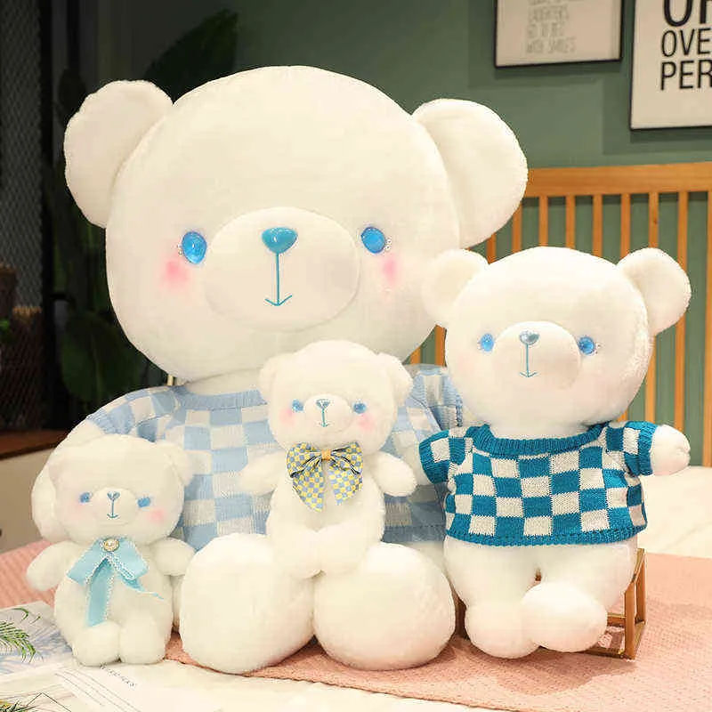 Stili di alta qualità Teddy Bear giocattoli di peluche animale di pezza in maglione bambola Kawaii Room Decor cuscino regalo di compleanno bambini J220704