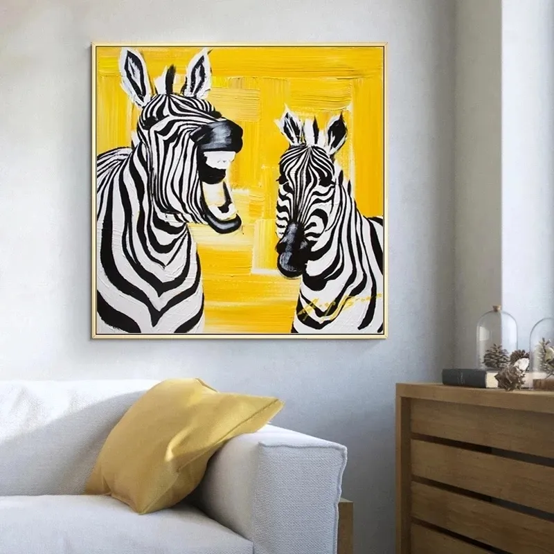 Arte astratta moderna Zebra Pittura su tela Poster Stampe di animali retrò Immagini di arte della parete soggiorno Decorazione della parete di casa