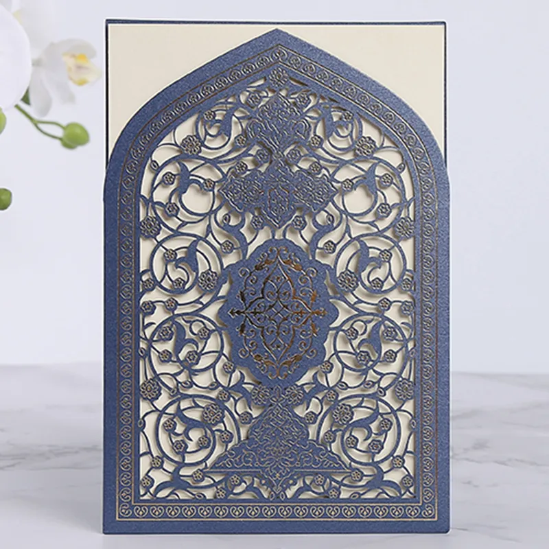 Laser Cut Wedding Invitation s Customized Islamic Muslim Greeting Card Ramadan Decoration Party Favors Supplies 220711