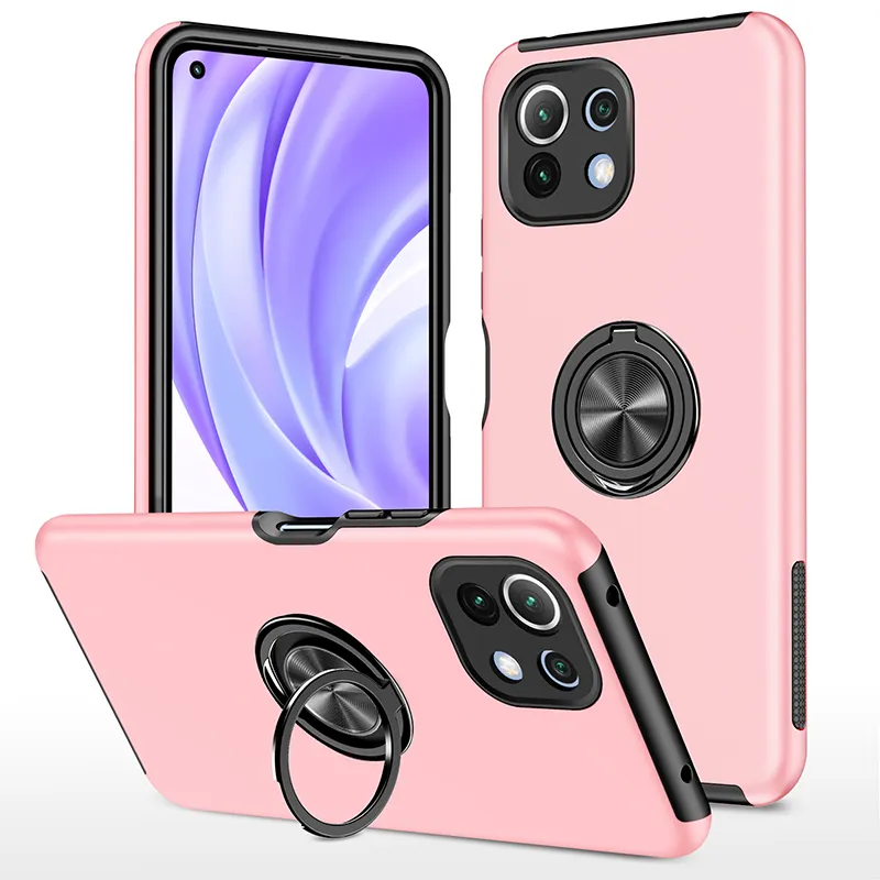 Capas de armadura à prova de choque para xiaomi mi 11 lite 5g titular de anel de metal traseira tampa protetora para Mi 11 Pro Coca-Cola Fundas Habitação