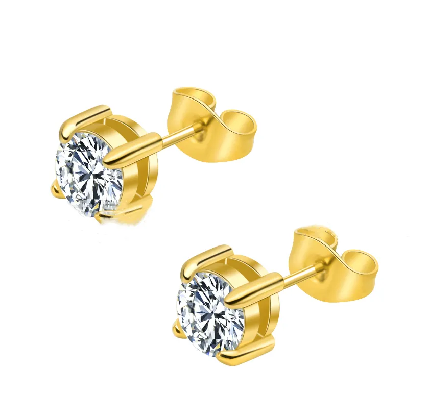 Boucles d'Oreilles Piercing Simples et Élégantes Boucles d'Oreilles Diamant Carré en Acier Inoxydable