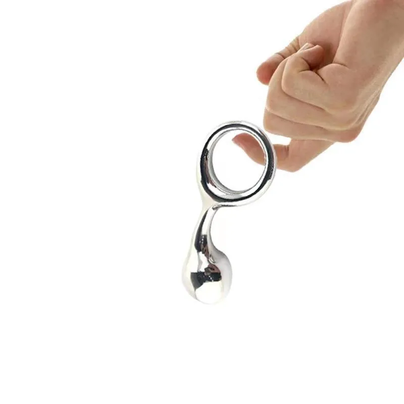 Plug anale in metallo portatile Testa in acciaio inossidabile con perline manico Dildo giocattoli sexy BDSM Acquista prodotti donne uomini