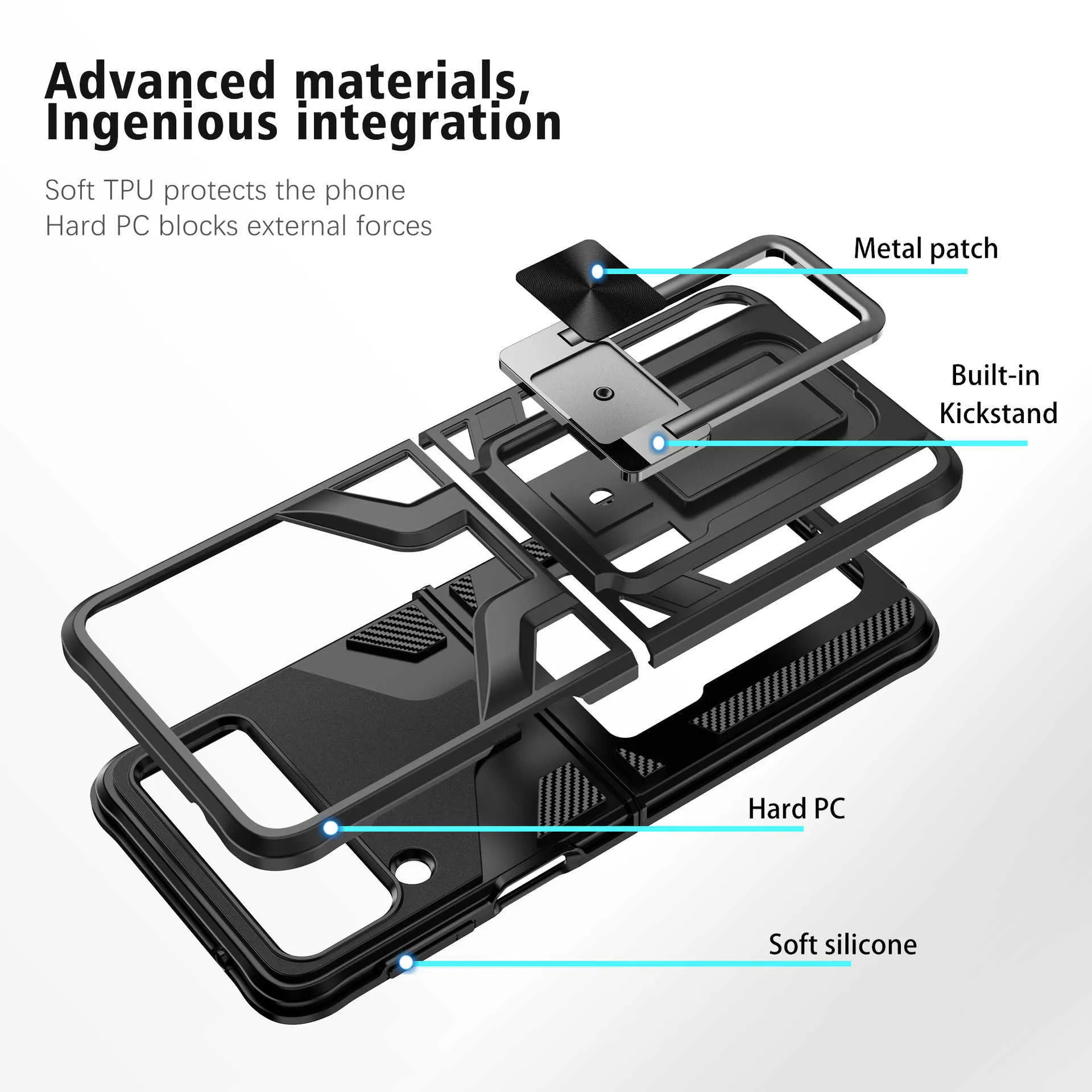 Подходит для чехлов для мобильных телефонов Samsung Z Flip3 Galaxy Zflip3, складной защитный чехол 5g, защита от падения5455899