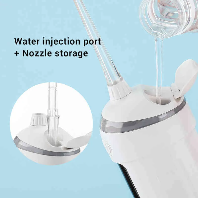 Sladless Water Flossser Oral Irrigator Dental Jet Teething Blossing Floss 6 Mode 4 Ersättningsspets IPX7 Proof Travel Bag 220513