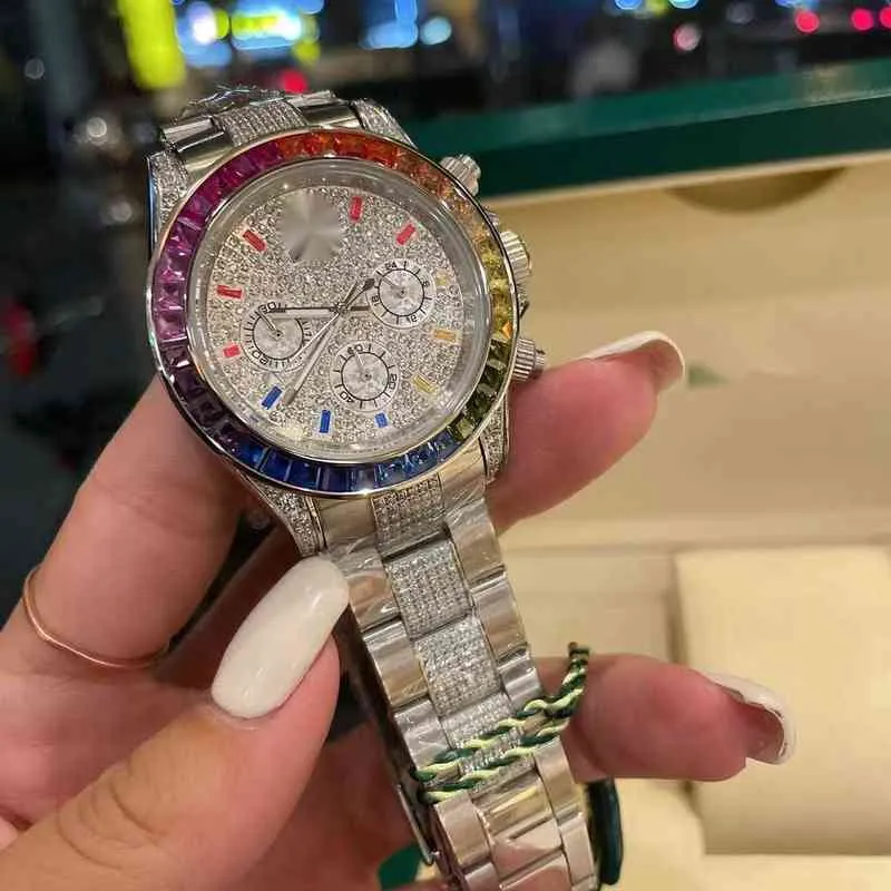 브랜드 이름 시계 Reloj 다이아몬드 시계 크로노 그래프 자동 기계식 한정판 공장 전체 특별 카운터 패션 6053539