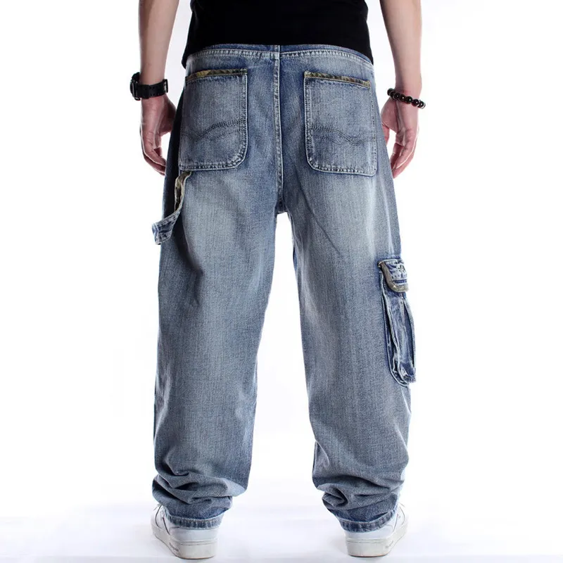 Ebaihui Men Plus Size Jeans Padrão de comprimento completo Impresso a calça de hip-hop solto calças de jeans do estilo de tendência do estilo europeu da Europa Americana