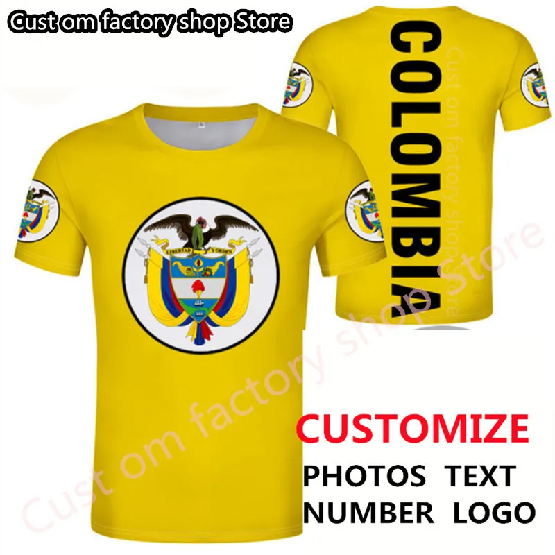 Колумбийская футболка DIY бесплатно изготовленное на индивидуальном название номер Коль -футболка национальный флаг Co Испаний -республика, страновой принцип P o 0 Одежда 220620