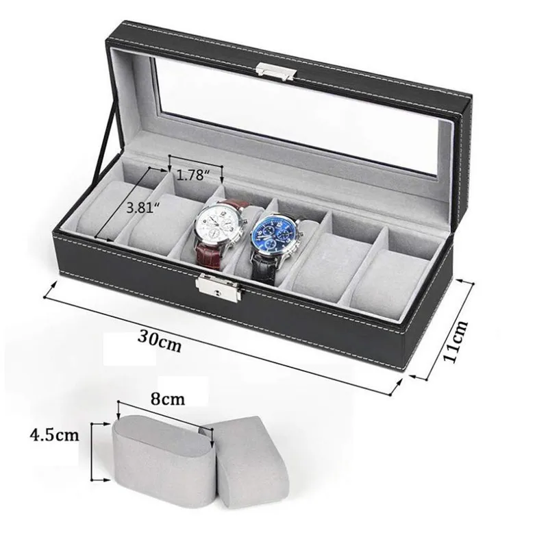 12356 GRIDS PU LEATER CASE HOLDER HARTED HARSE для Quartz Watches Jewelry Boxes Display подарок 220726