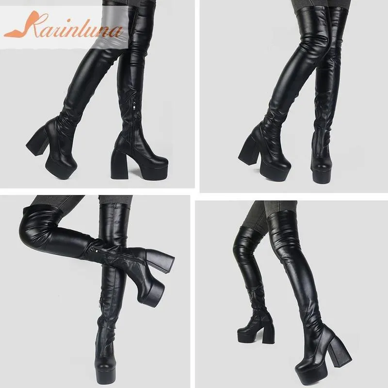 Karinluna Dropship Sexy Party Элегантная кулинарная платформа Women Boots отличный качество Большого размера 43 ходьбы