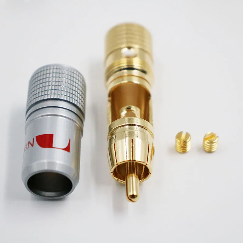 Nakamichi 10mm Gold Plated RCA قفل قفل Non Solder RCA Coaxial Connector Socket Adapter Adapter Vactory عالية الجودة