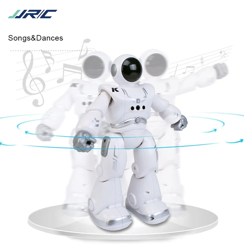 R5 로봇 키즈 장난감 2.4G 제스처 센서 스마트 프로그래밍 자동 프레젠테이션 지능형 RC 로봇 원격 제어 장난감 w/ 음악 노래 조명 JJRC R18